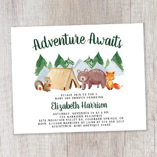 Woodland Animals Camping Baby Shower Invitation