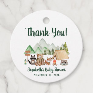 Woodland Animals Camping Baby Shower Thank You Favour Tags