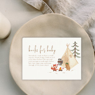Woodland Animals Camping Books For Baby Shower Enclosure Card
