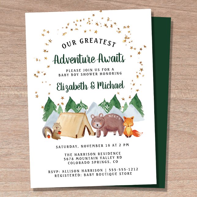 Woodland Animals Camping Couples Baby Shower Invitation (Creator Uploaded)