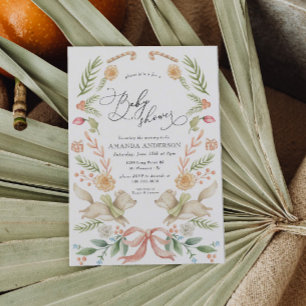 Woodland Animals Christmas Floral Baby Shower Invitation