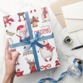 Woodland Animals Christmas Gift Wrapping Paper