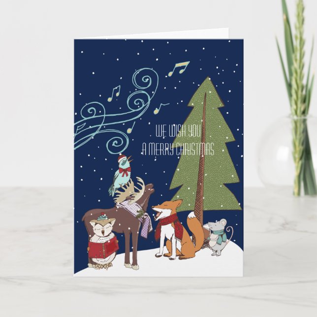 Woodland Animals Christmas Holiday Card (Front)