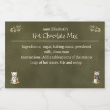 Woodland Animals Christmas Hot Cocoa Mix Green