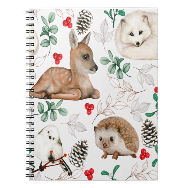 Woodland animals Christmas pattern Nordic  Notebook (Front)