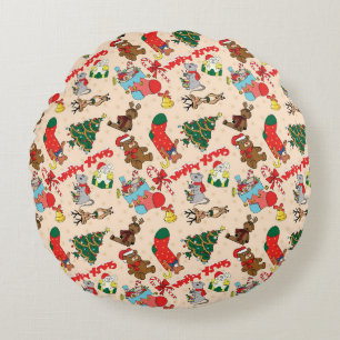 Woodland Animals Christmas Round Cushion