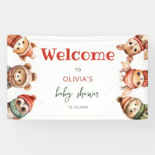 Woodland Animals Christmas Winter Baby Shower Banner