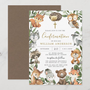 Woodland Animals Confirmation Invitation