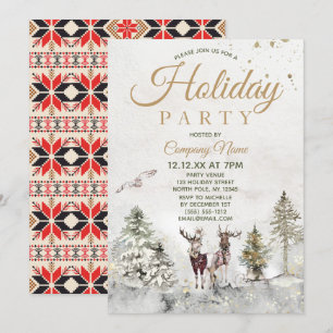 Woodland Animals Corporate Holiday Christmas Party Invitation