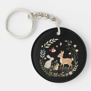 Woodland Animals Cottagecore Garden Art Forest Key Ring