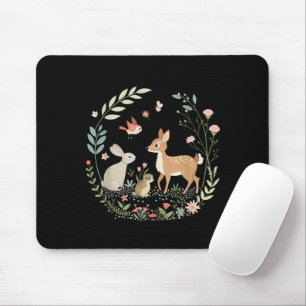 Woodland Animals Cottagecore Garden Art Forest Mouse Pad