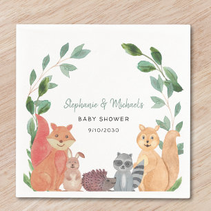 Woodland Animals Couples Baby Shower Napkin