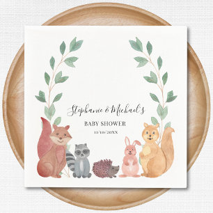Woodland Animals Couple's Baby Shower Napkin