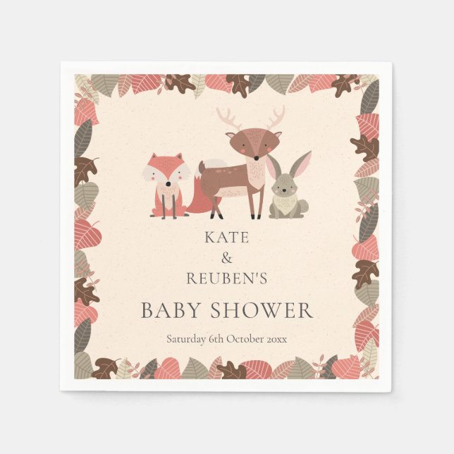 Woodland Animals Couples Baby Shower Sprinkle Napkin (Front)