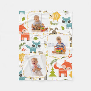 Woodland Animals Custom Kids Photos Blanket