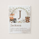 Woodland Animals Custom Monogram Jigsaw Puzzle<br><div class="desc">Woodland Animals Custom Monogram jigsaw puzzle</div>