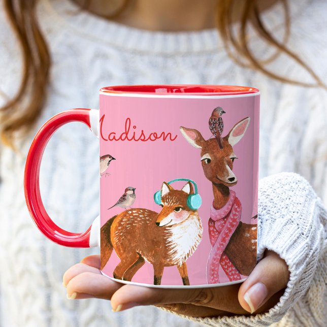 Woodland Animals Custom Name Christmas Mug (Woodland Animals Custom Name Christmas Mug)
