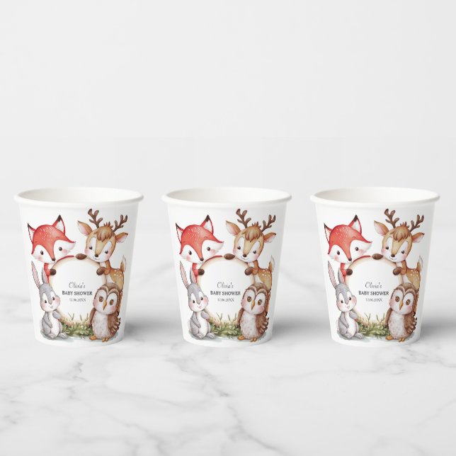 Woodland Animals Cute Baby Shower Paper Cups (Multi)