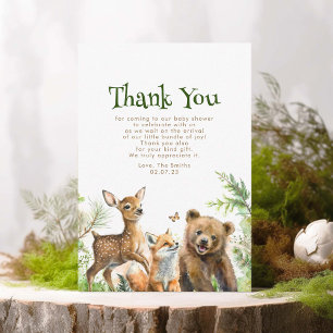 Woodland Animals Cute Baby Shower Thank You Card