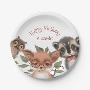 Woodland Animals Cute Birthday Party Theme Paper Plate