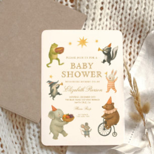 Woodland Animals Cute Circus Baby Shower Invitation