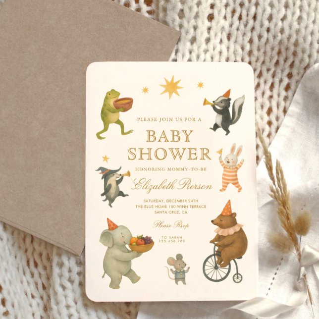 Woodland Animals Cute Circus Baby Shower  Invitation (Creator Uploaded)