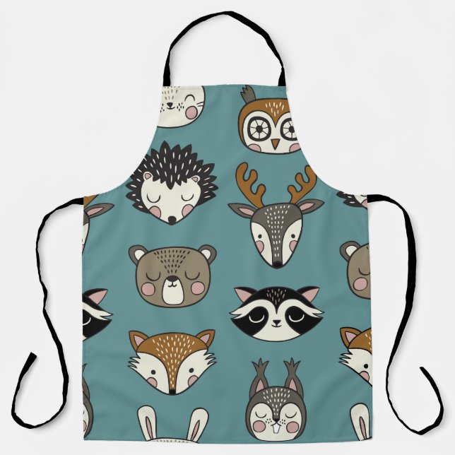 Woodland Animals Cute Vintage Pattern Apron (Front)
