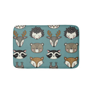 Woodland Animals Cute Vintage Pattern Bath Mat