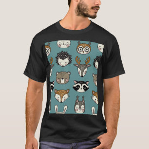 Woodland Animals Cute Vintage Pattern T-Shirt