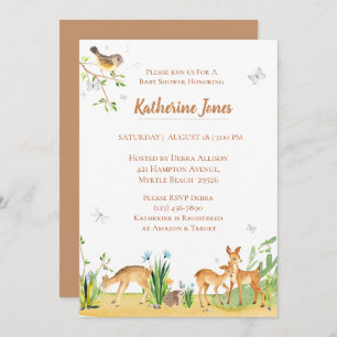 Woodland Animals Deer Baby Shower Invitation