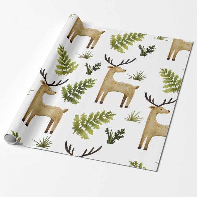 Woodland Animals Deer  Wrapping Paper (Unrolled)