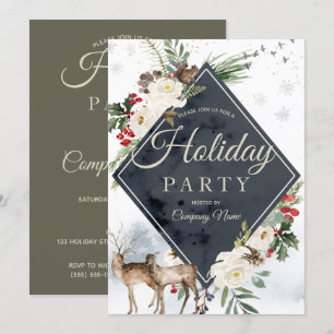 Woodland Animals Diamond Corporate Holiday Party Invitation