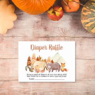 Woodland Animals Diaper Raffle Autumn Baby Shower Enclosure Card