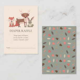 Woodland Animals Diaper Raffle Baby Shower Enclosure Card