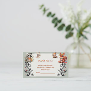 Woodland Animals Diaper Raffle Card Baby Shower Ra
