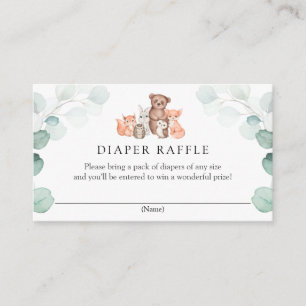 Woodland Animals Diaper Raffle Enclosure Card