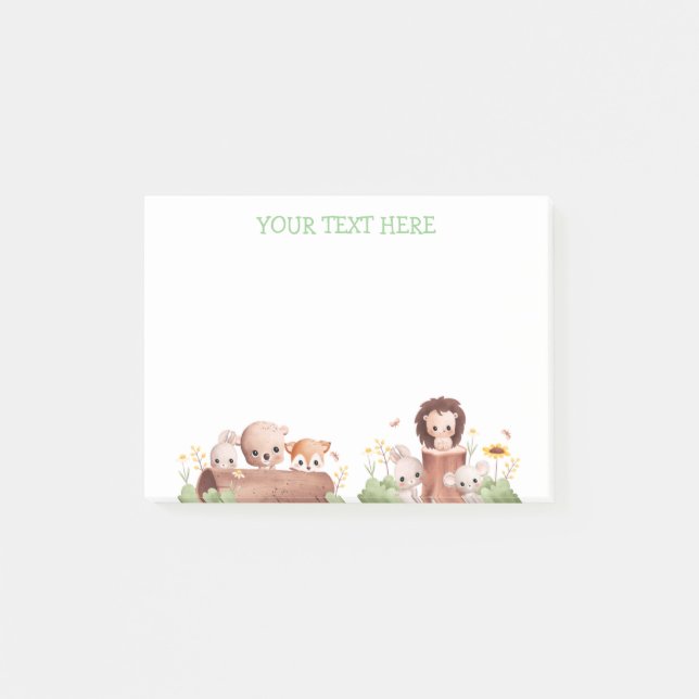 Woodland Animals Edible Post It Notes Happy Face (Front)