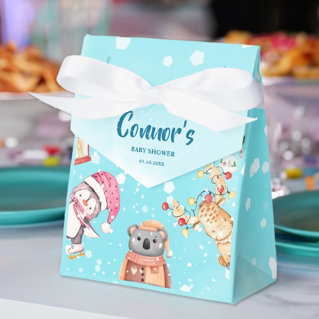 Woodland Animals Elegant Winter Baby Shower Party Favour Box (Woodland Animals Elegant Winter Baby Shower Party Favor Box)