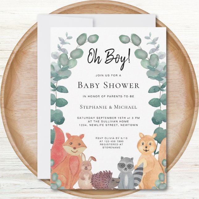 Woodland Animals Eucalyptus Couples Baby Shower Invitation (Creator Uploaded)