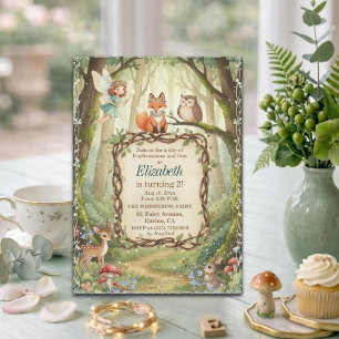 Woodland Animals Fairy 2nd Birthday Party Invitation