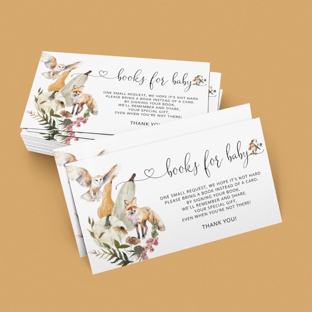 Woodland Animals Fall Baby Shower Books Request  Enclosure Card (Creator Uploaded)