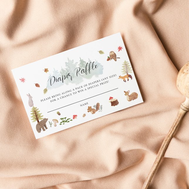 Woodland Animals Fall Baby Shower Diaper Raffle Enclosure Card (Woodland Animals Fall Baby Shower Diaper Raffle Enclosure Card)