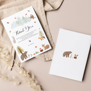 Woodland Animals Fall Baby Shower Thank You Card