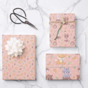 Woodland Animals Fall Wrapping Paper Sheet