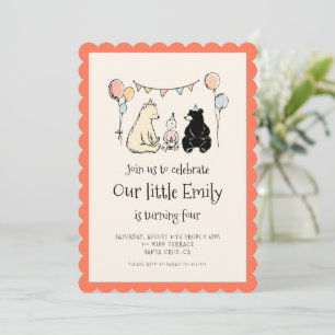 Woodland Animals First Birthday Invitation