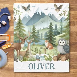 Woodland Animals Fleece Blanket