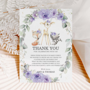 Woodland Animals Floral Baby Shower Thank You Card