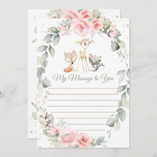 Woodland Animals Floral Time Capsule Message Card (Front/Back)
