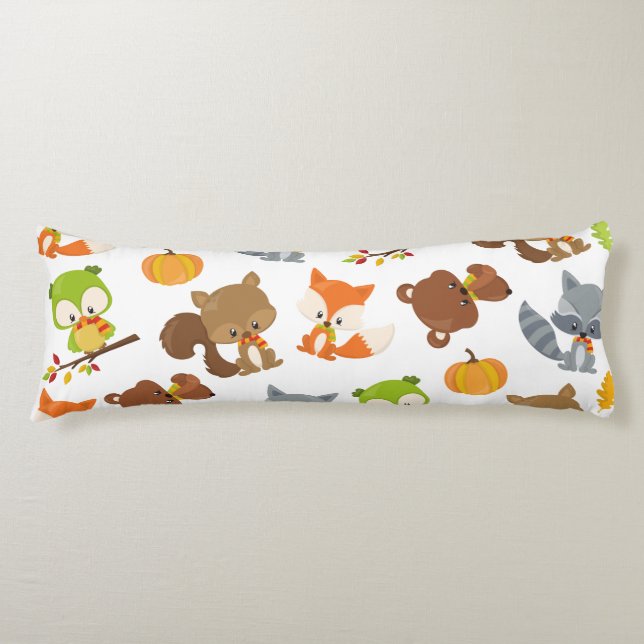 Woodland Animals, Forest Animals, Fall Animals Body Cushion (Front)
