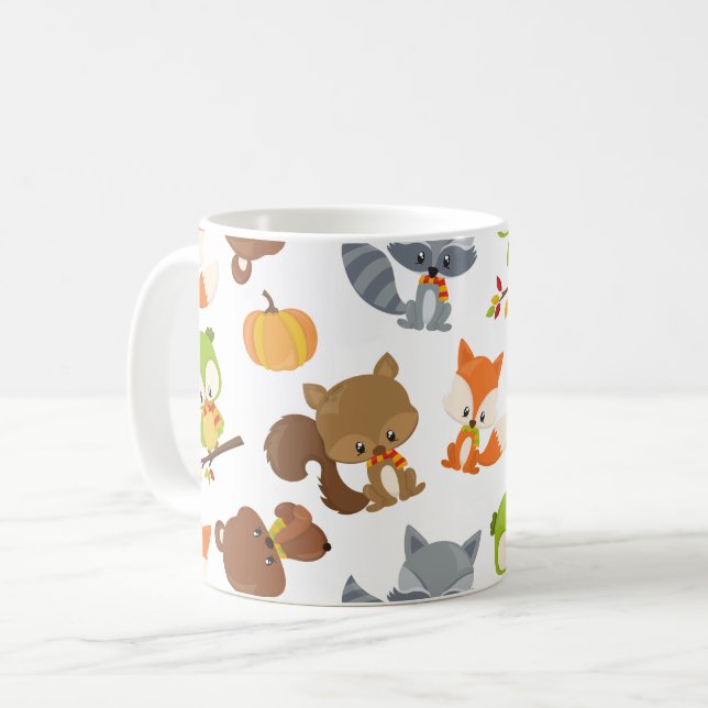 Woodland Animals, Forest Animals, Fall Animals Coffee Mug (Front Left)